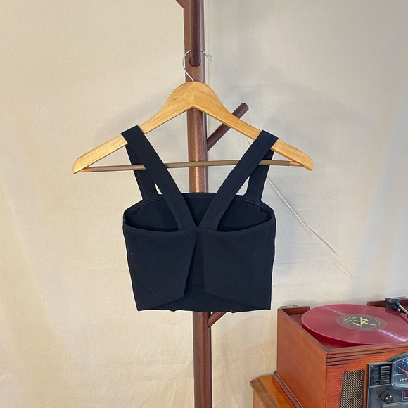 Nux Active Black Partially Ribbed Napa Sports Bra Size M - Picture 2 of 5